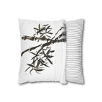 Bamboo Ink-Brush Square Pillowcase — Minimal Asian-Inspired Decorative Pillow Cover