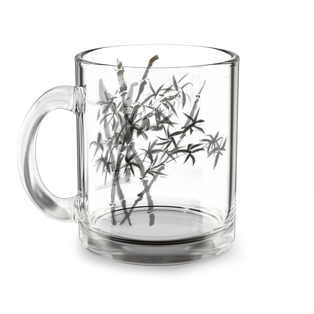 10oz Glass Mug with Bamboo Silhouette — Japanese Zen Tea Cup