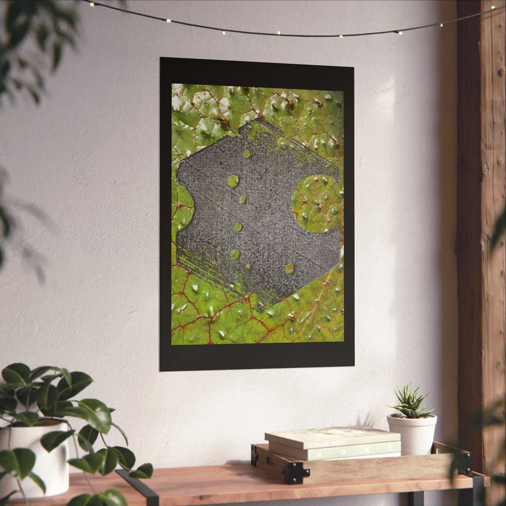 Abstract Geometric Hexagon Poster Matte Vertical | Green Leaf Texture