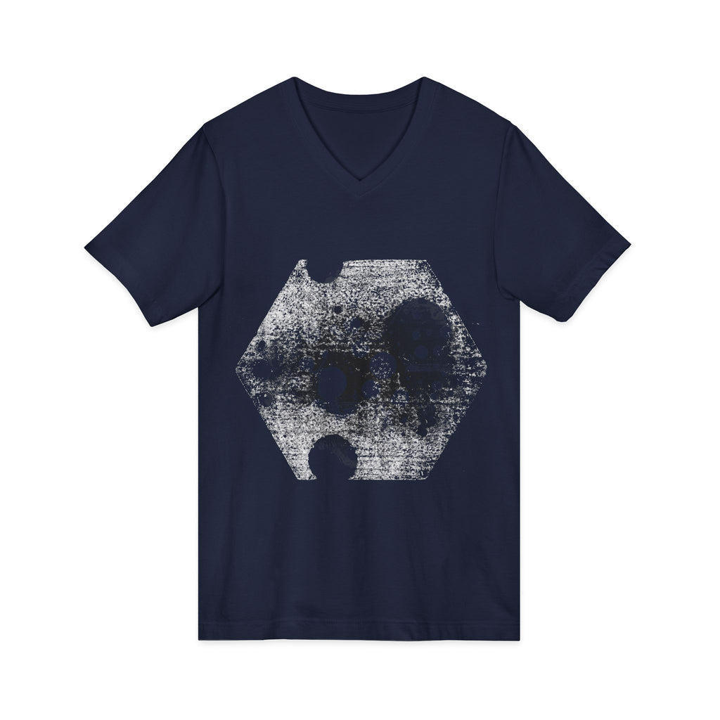Hex Moon Graphic Tee Design Hex30 — Distressed Space Cheese Vintage Astronomy V-Neck T-Shirt