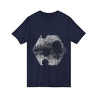 Hex Moon Graphic Tee Design Hex30 — Distressed Space Cheese Vintage Astronomy V-Neck T-Shirt