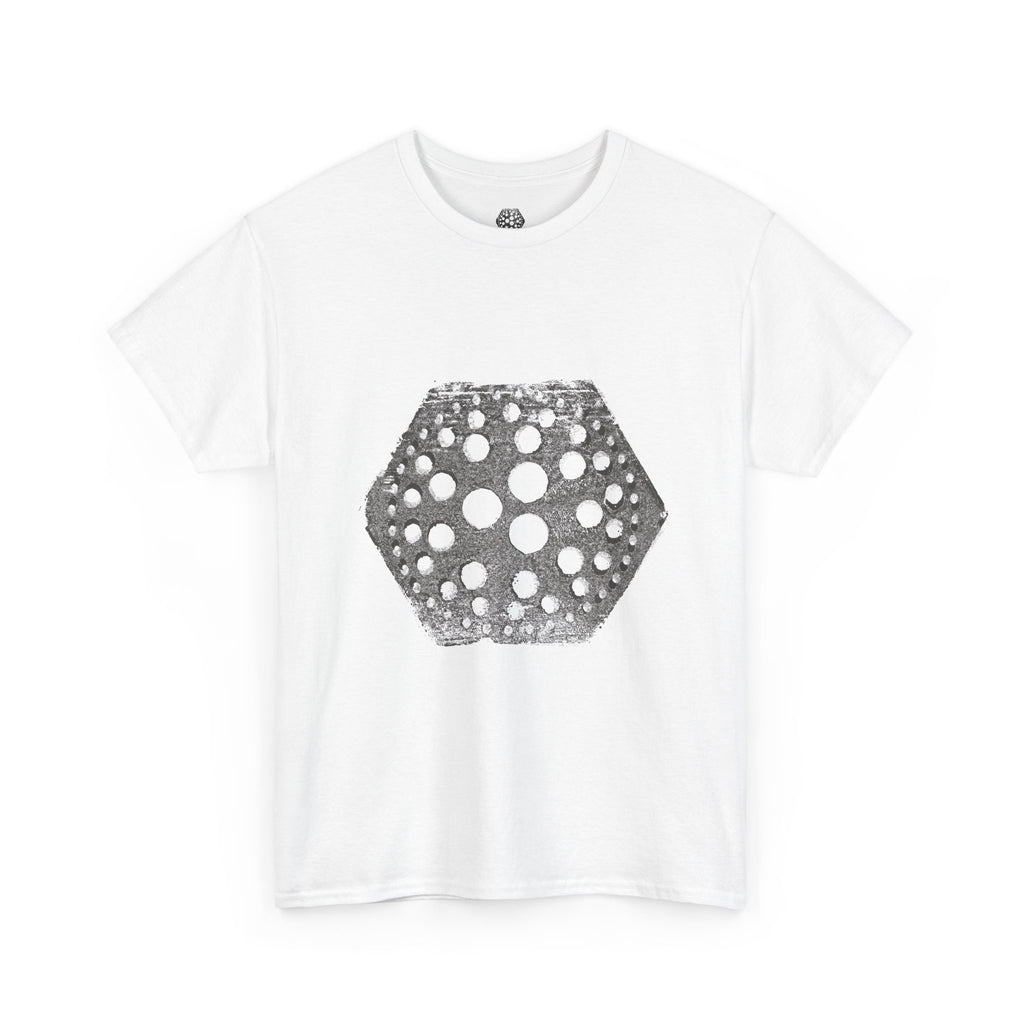 Hexagon Circles Graphic Tee — Digital Manual Print Art