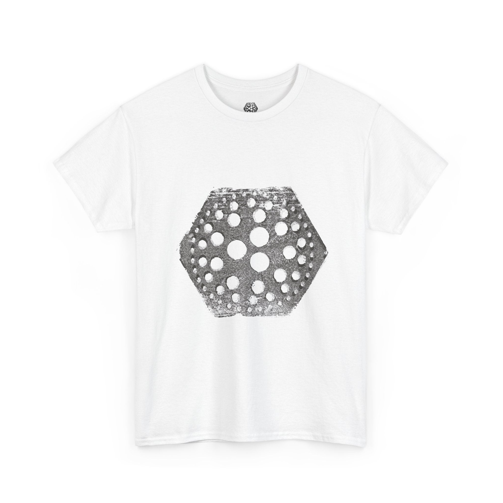 Hexagon Circles Graphic Tee — Digital Manual Print Art