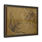 Ingelijste matte canvas kunst, nr. 02 — Reproductie van een houtsnijwerk van Twin Tree (zwart en okerbruin) 