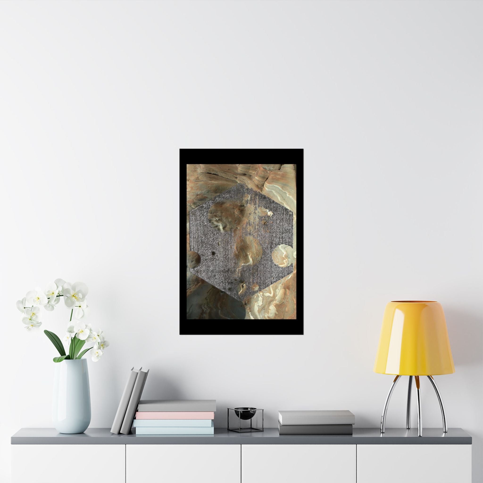 Abstract Earthtone Hexagon Poster Matte Vertical Poster | Geometric Wall Art