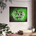 Abstract Green Hexagon Matte Poster — Modern Sci‑Fi Wall Art