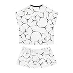 Women's Short Pajama Set — Minimal Black Crackle All-Over Print Sleepwear