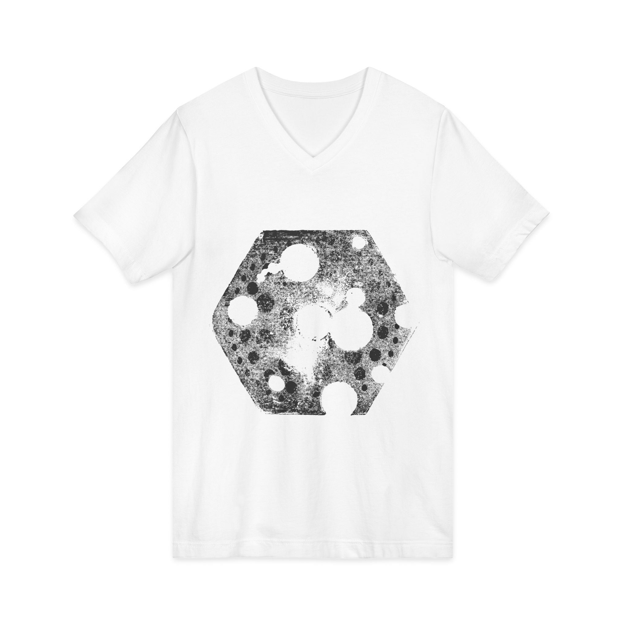 Hex Moon Graphic V-hals T-shirt Design Hex17 — Verweerde Space Cheese Vintage Astronomie V-hals T-shirt 