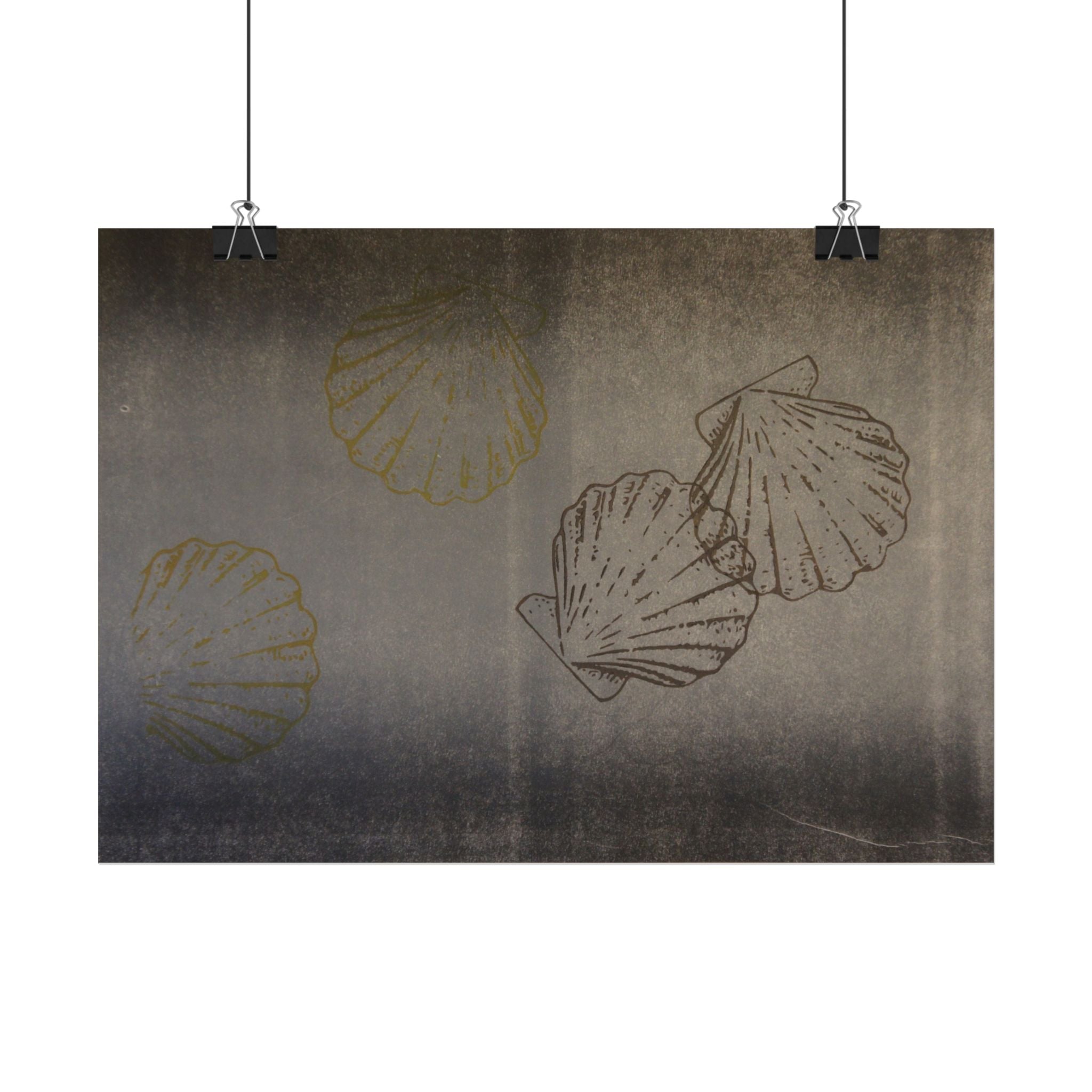 Vintage poster met schelpen — Muurdecoratie met kustthema 