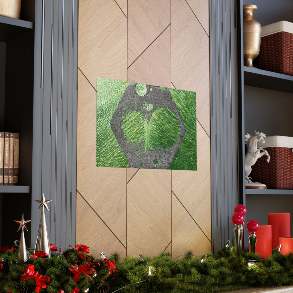 Groene abstracte cirkelkunst, matte horizontale poster | Moderne geometrische wanddecoratie 
