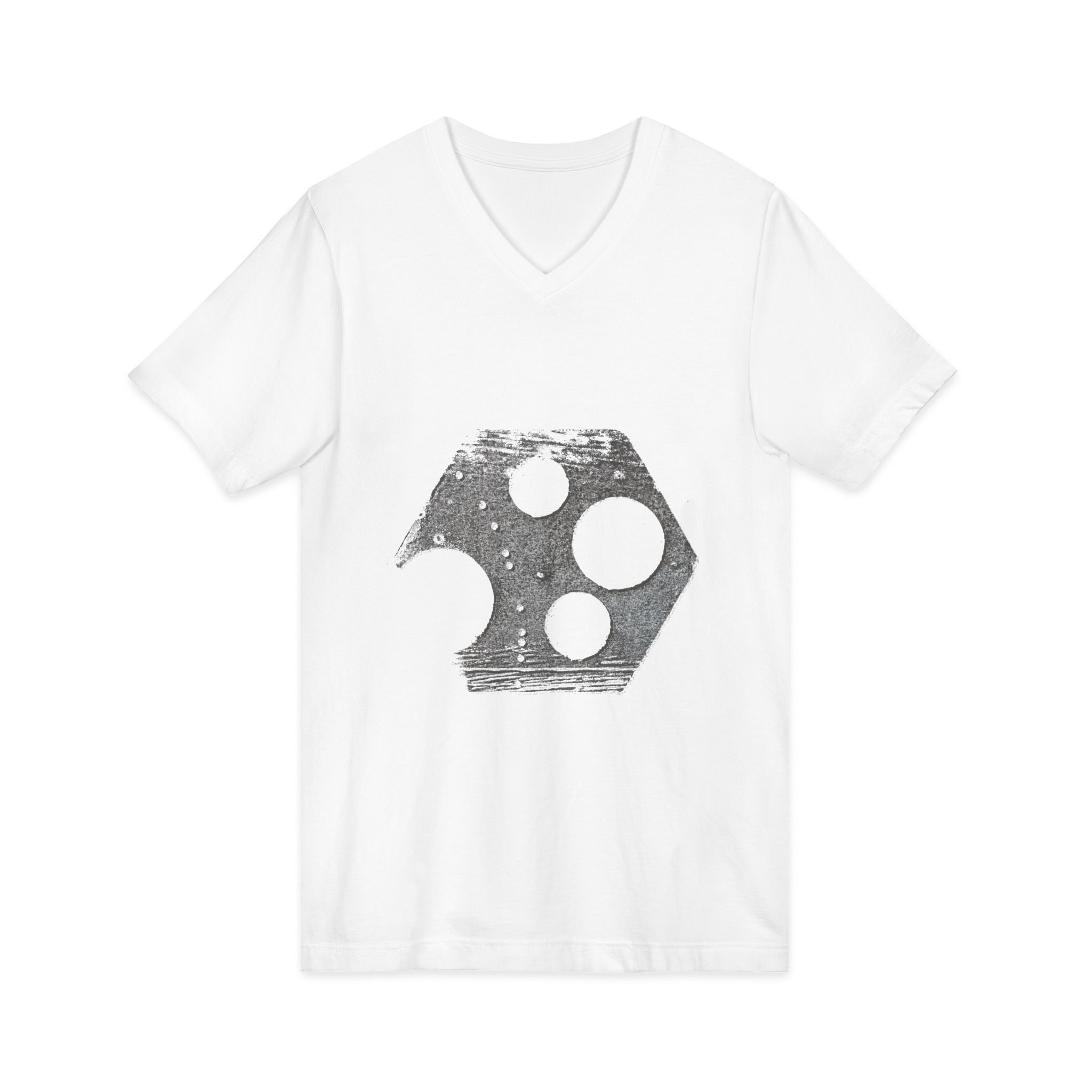 Hex Moon Graphic Tee Design Hex01 — Distressed Space Cheese Vintage Astronomy V-Neck T-Shirt