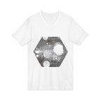 Hex Moon Graphic Tee Design Hex15 — Distressed Space Cheese Vintage Astronomy V-Neck T-Shirt