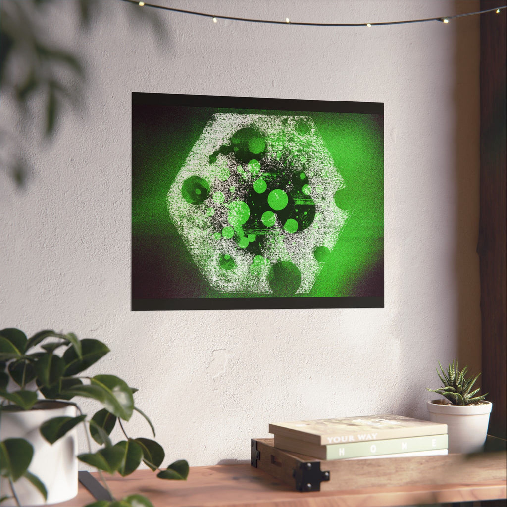 Abstract Green Bubble Matte Poster — Horizontal Modern Art Print