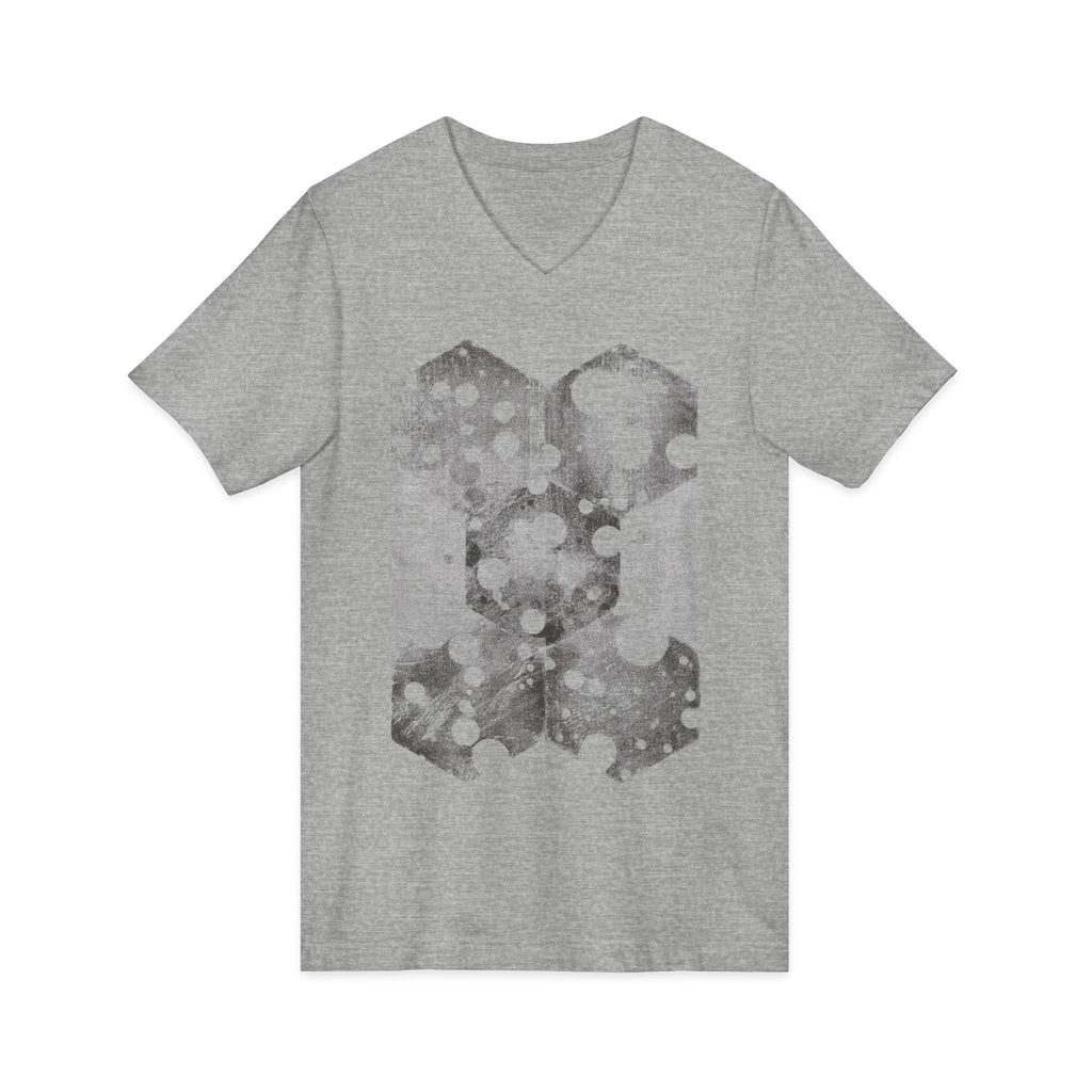 Hex Moon Graphic Tee Design Hex24 — Distressed Space Cheese Vintage Astronomy V-Neck T-Shirt