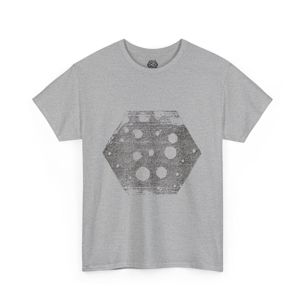 Hexagon Circles Graphic Tee — Digital Manual Print Art