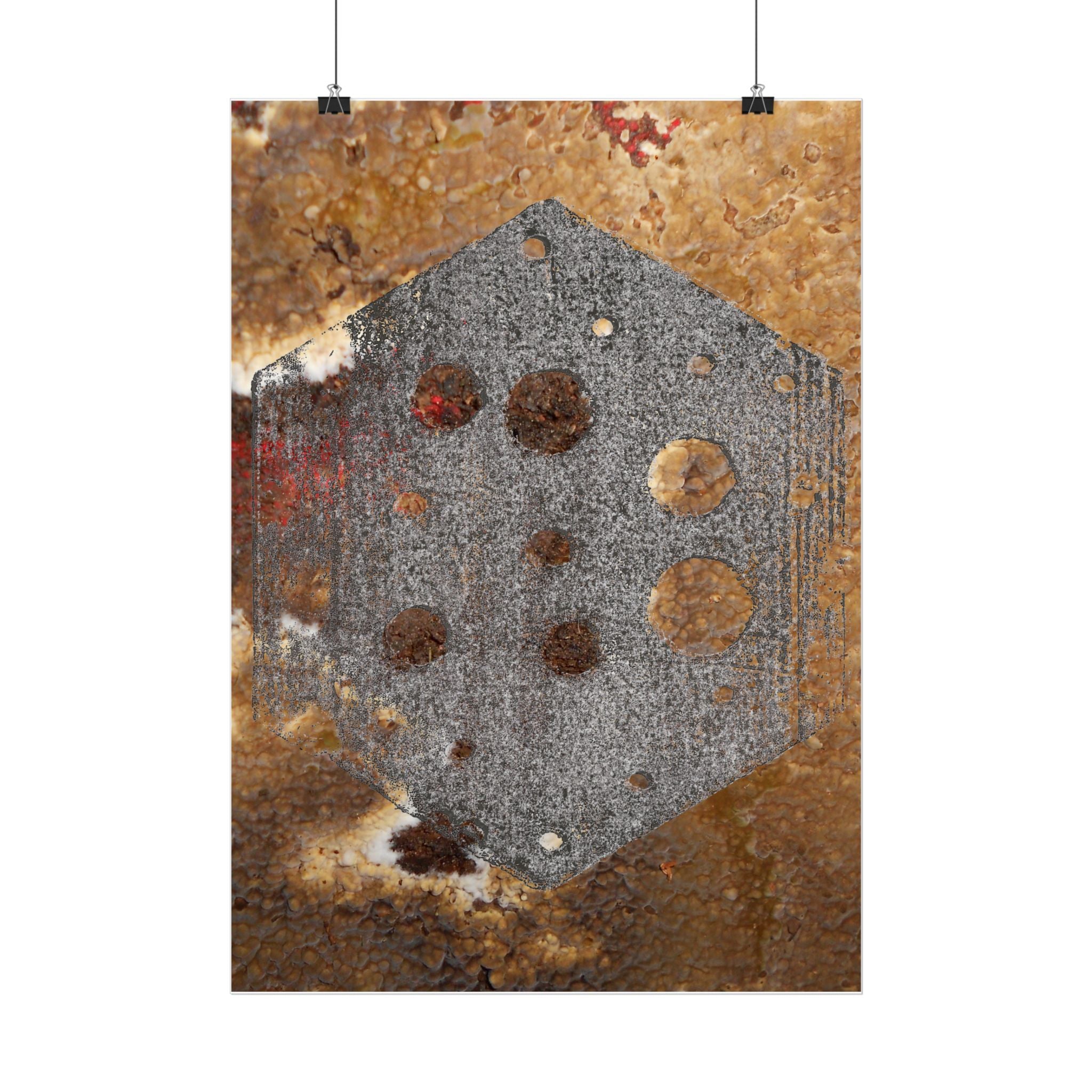 Industrial Rust Texture Poster — Hex Metal Plate Wall Art