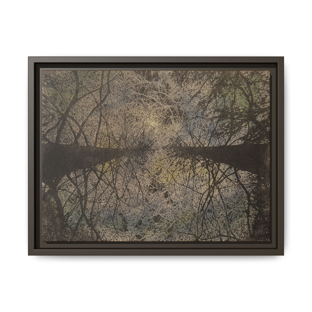 Framed Matte Canvas Art - Symmetrical Forest Tree Reflection (Multi-Color) - no 30