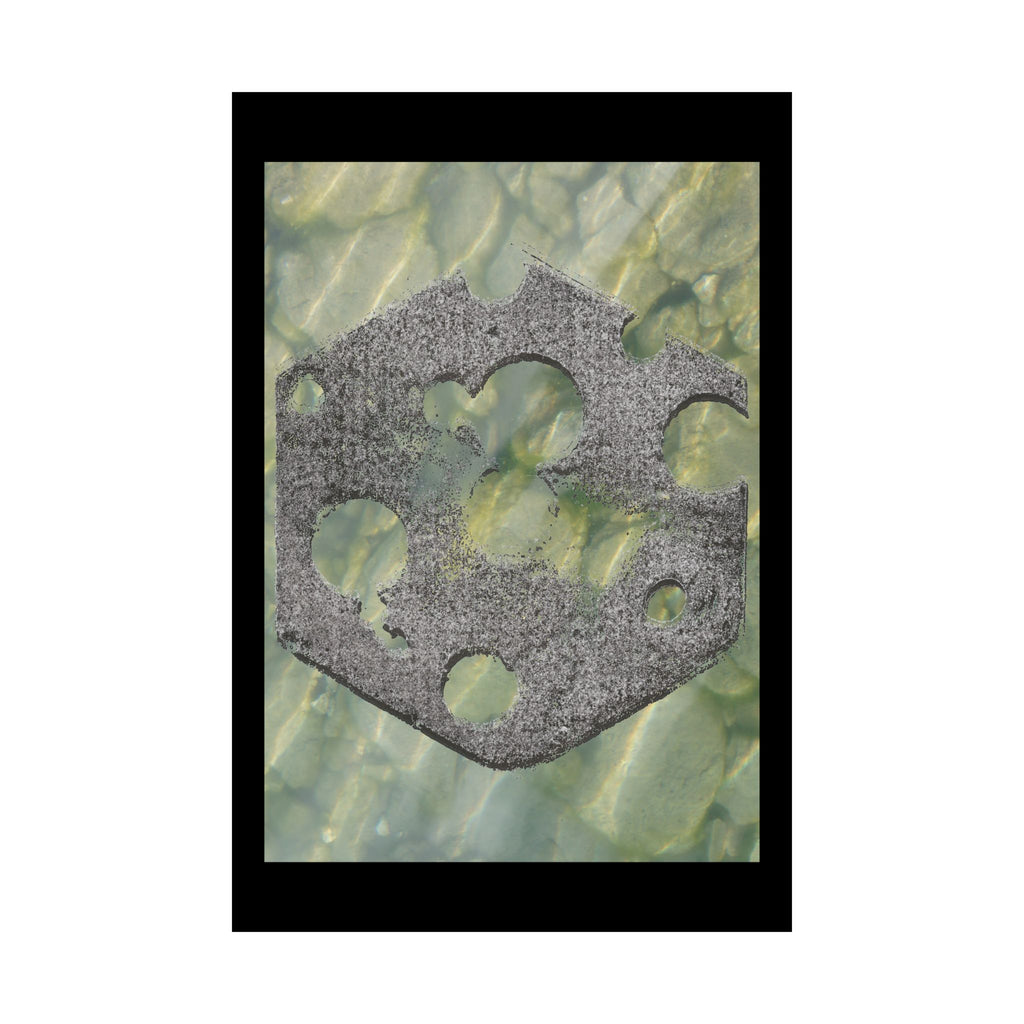 Matte Poster — Abstract Stone Hex Emblem on Green Marble Background