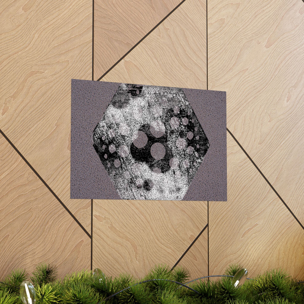 Abstract Hexagon Art Poster — Textured Geometric Matte Horizontal Print