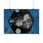 Abstract Blue Hexagon Poster — Horizontal Wall Art
