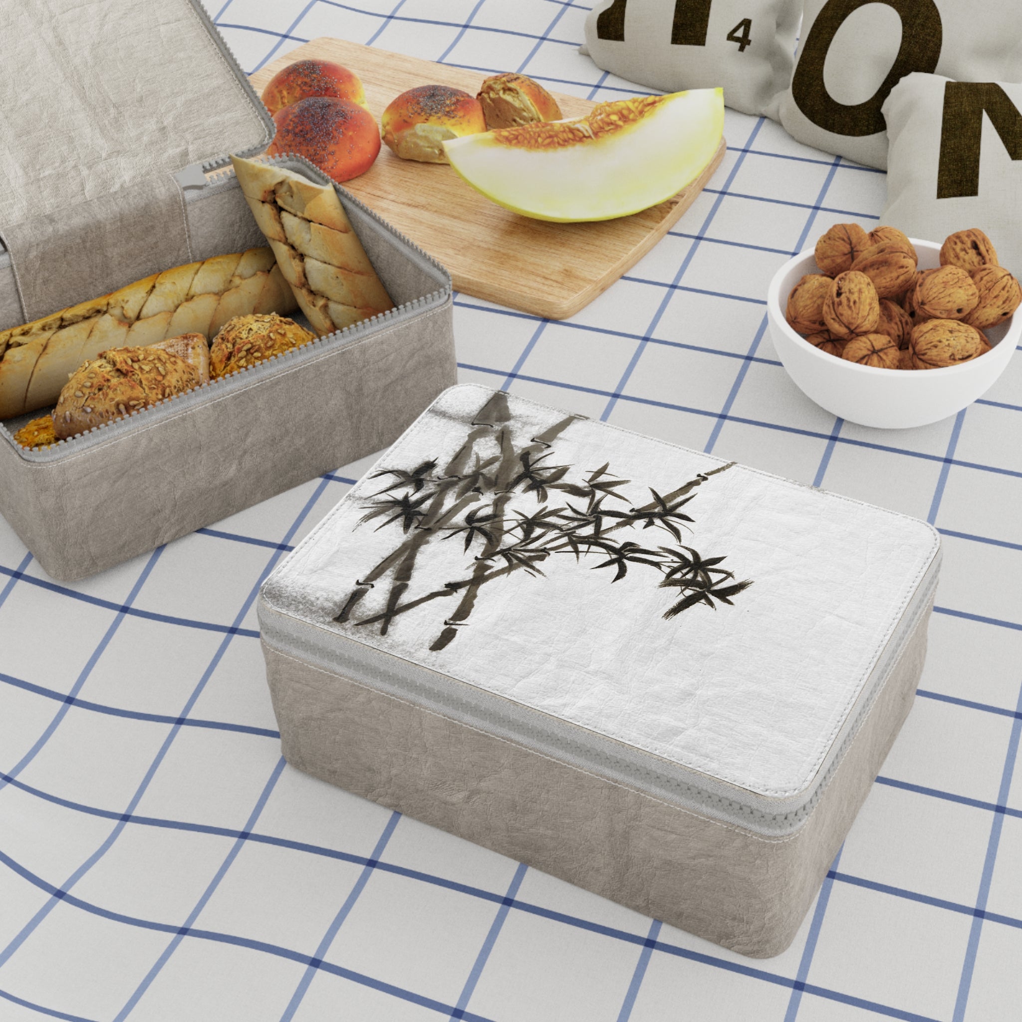 Bamboo Sumi-e Paper Lunch Bag — Minimalist Asian Ink Painting Lunch Tote