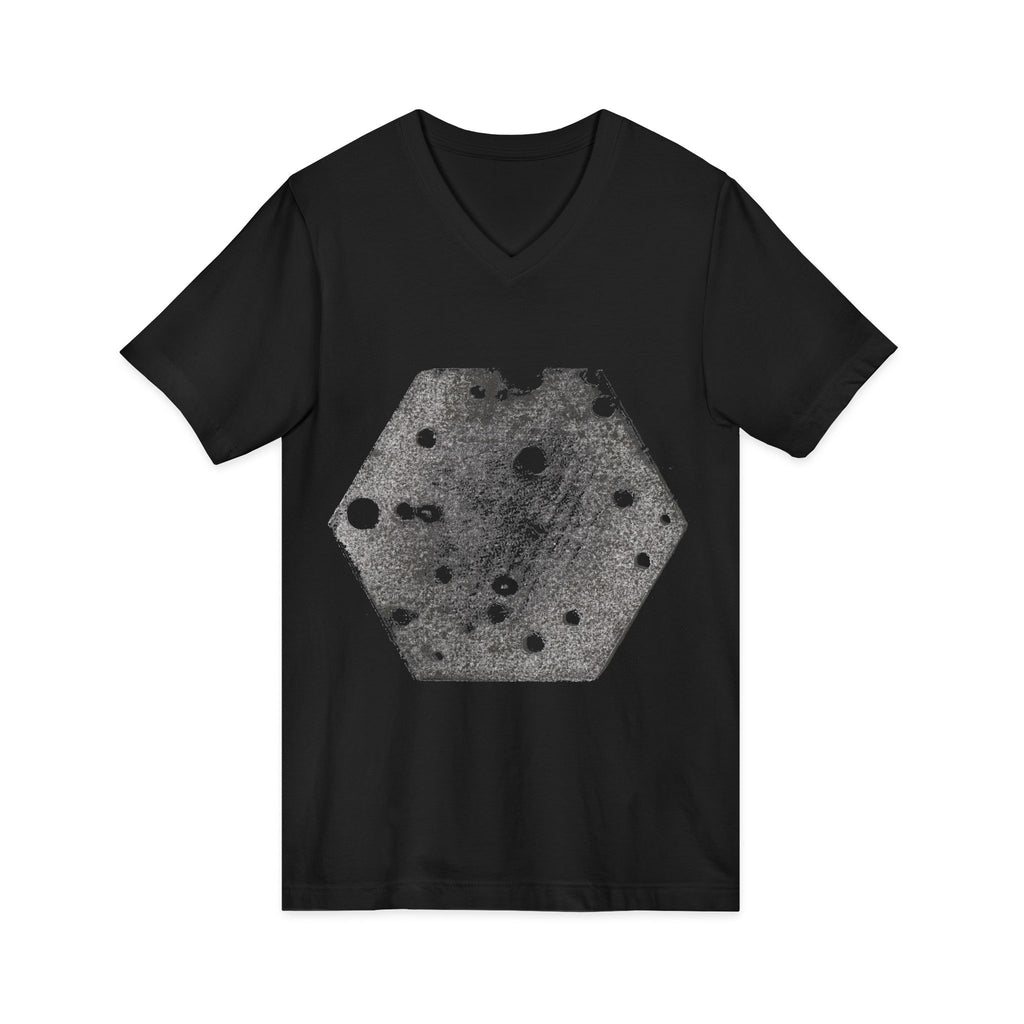 Hex Moon Graphic Tee Design Hex05 — Distressed Space Cheese Vintage Astronomy V-Neck T-Shirt