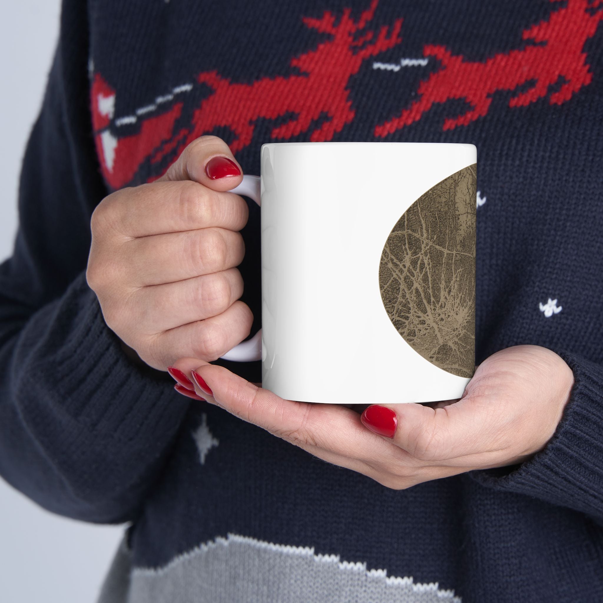 Abstract Earth Tones Ceramic Mug — Rustic Brown Organic Texture - no 34