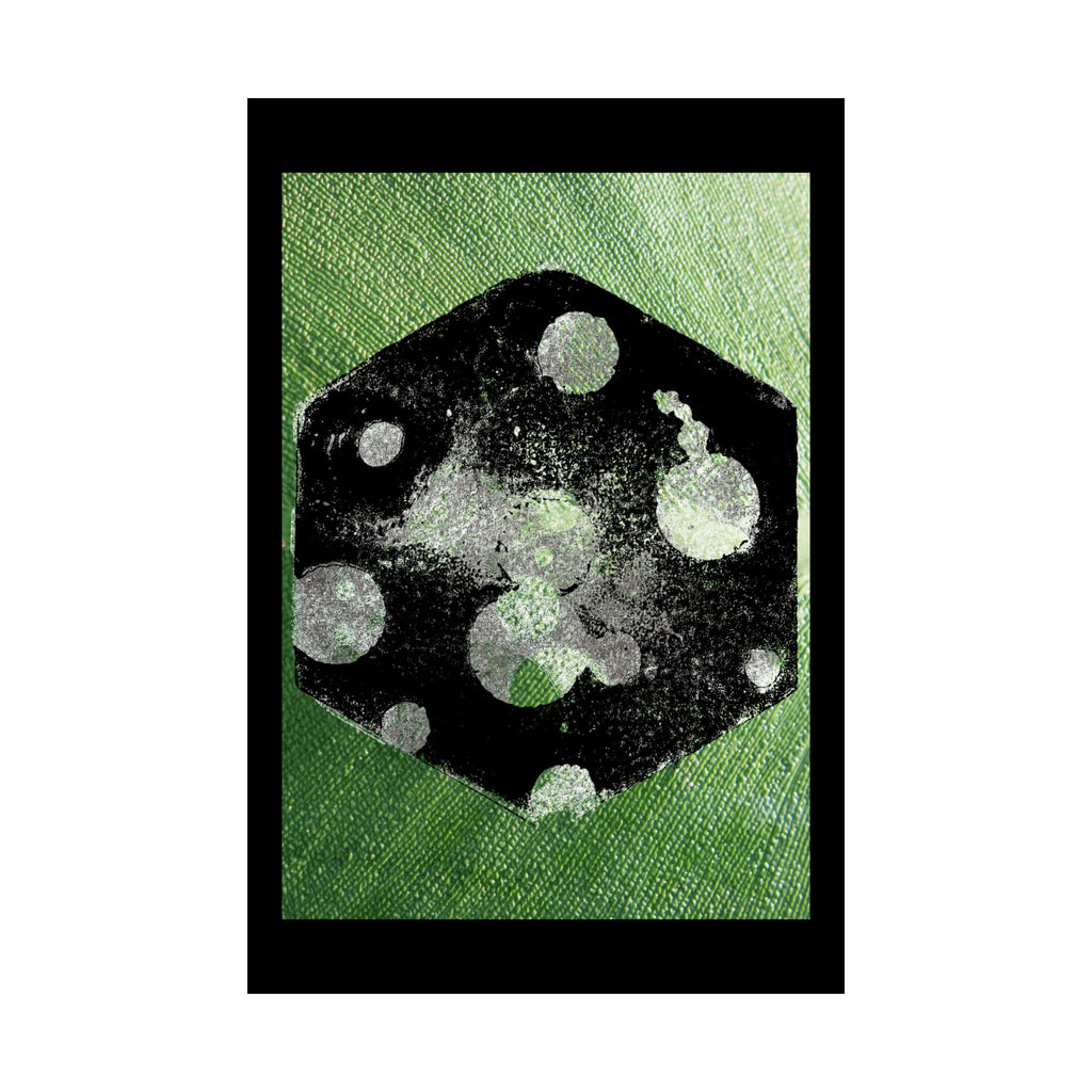 Abstract Green Dice Art Poster — Matte Vertical Wall Print