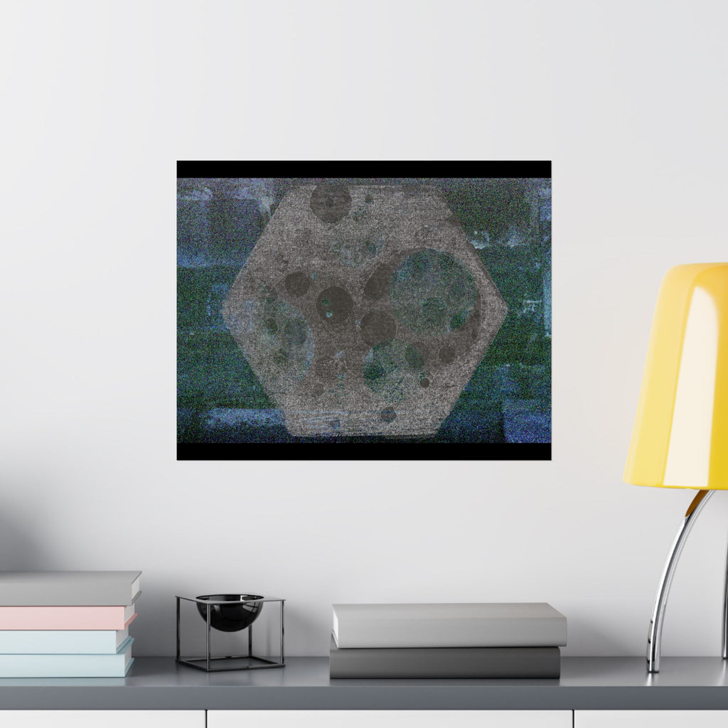 Abstract Moon Hex Matte Poster — Geometric Lunar Wall Art (Horizontal)