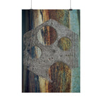 Abstracte poster met roestige tandwielen | Industriële grunge wanddecoratie 