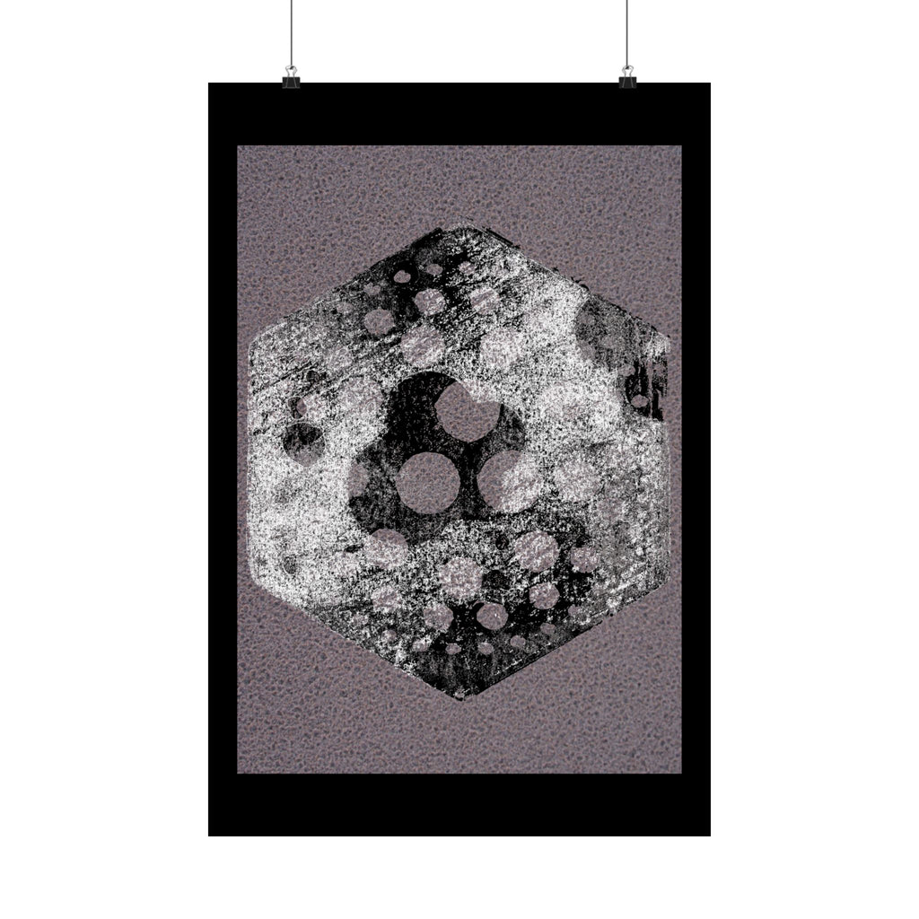 Abstract Hexagon Art Poster — Textured Grunge Matte Vertical Print