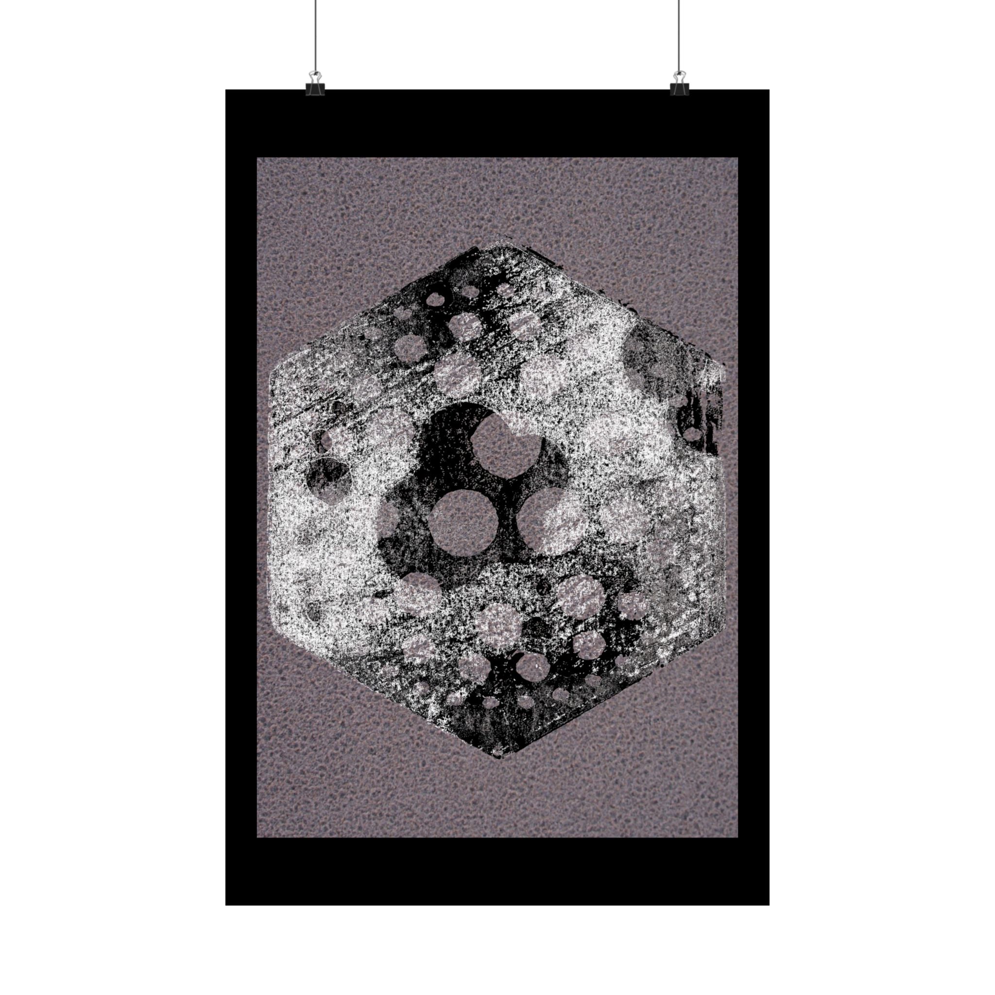 Abstract Hexagon Art Poster — Textured Grunge Matte Vertical Print