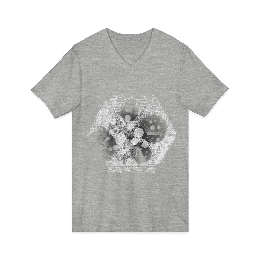Hex Moon Graphic V-Neck Tee Design Hex25 — Distressed Space Cheese Vintage Astronomy V-Neck T-Shirt