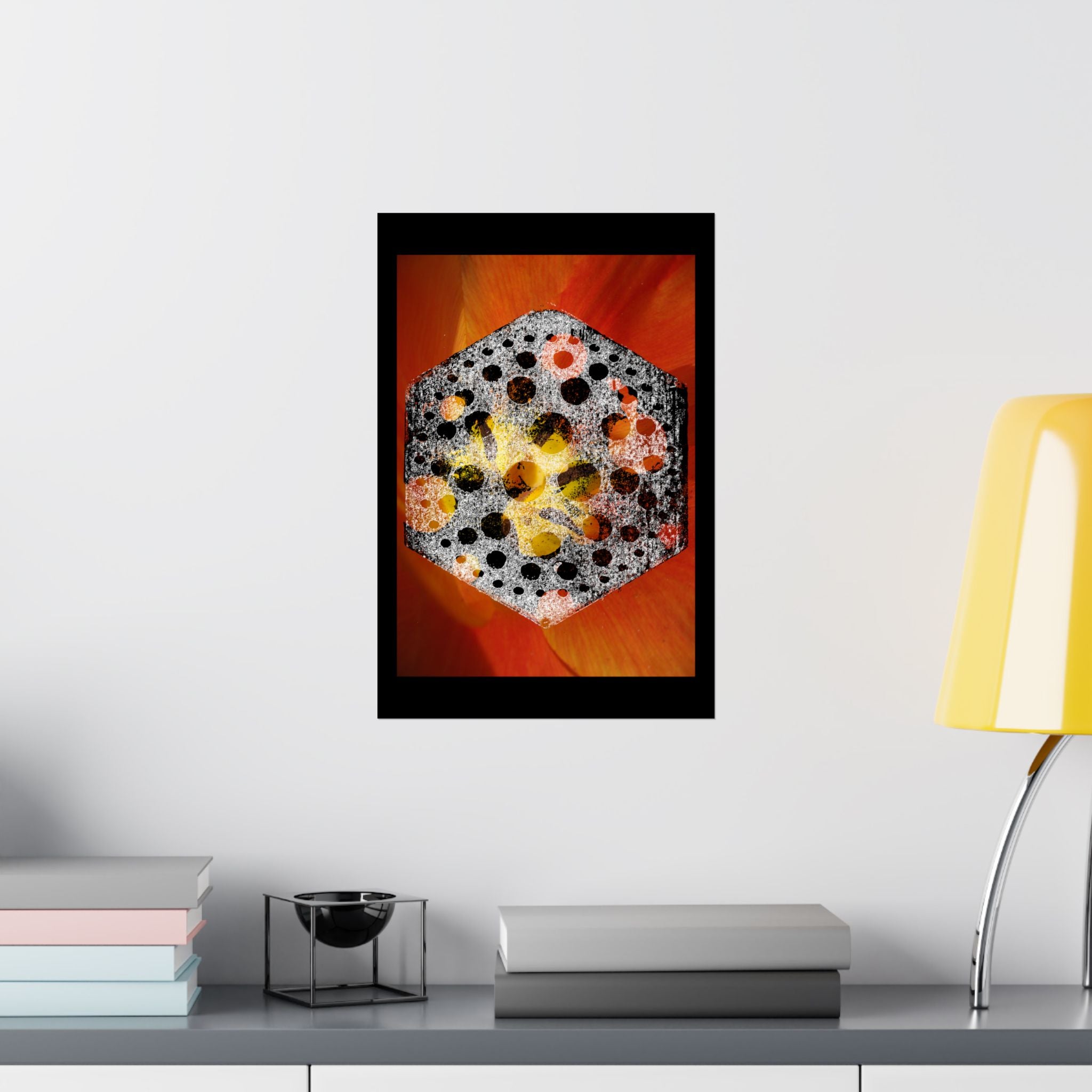 Abstract Hexagon Floral Poster — Matte Vertical Art Print