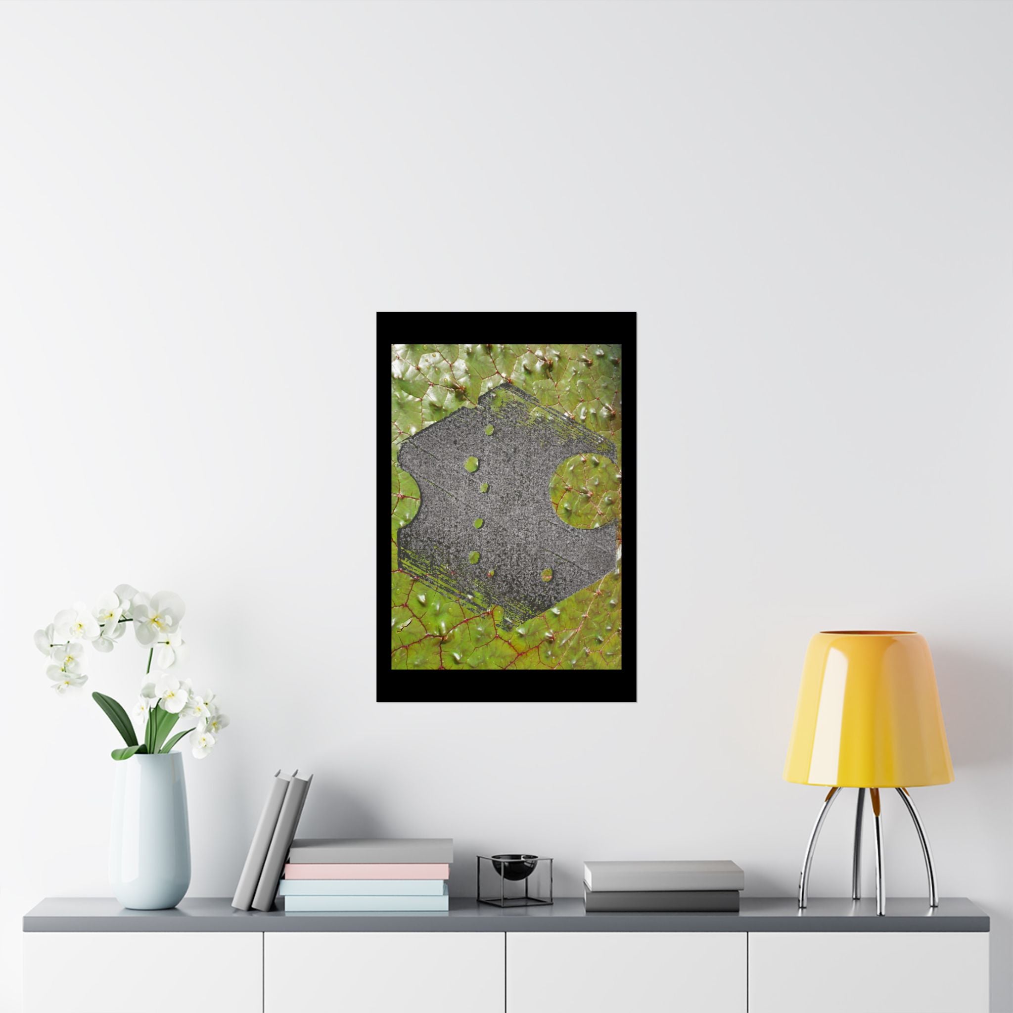 Abstract Geometric Hexagon Poster Matte Vertical | Green Leaf Texture