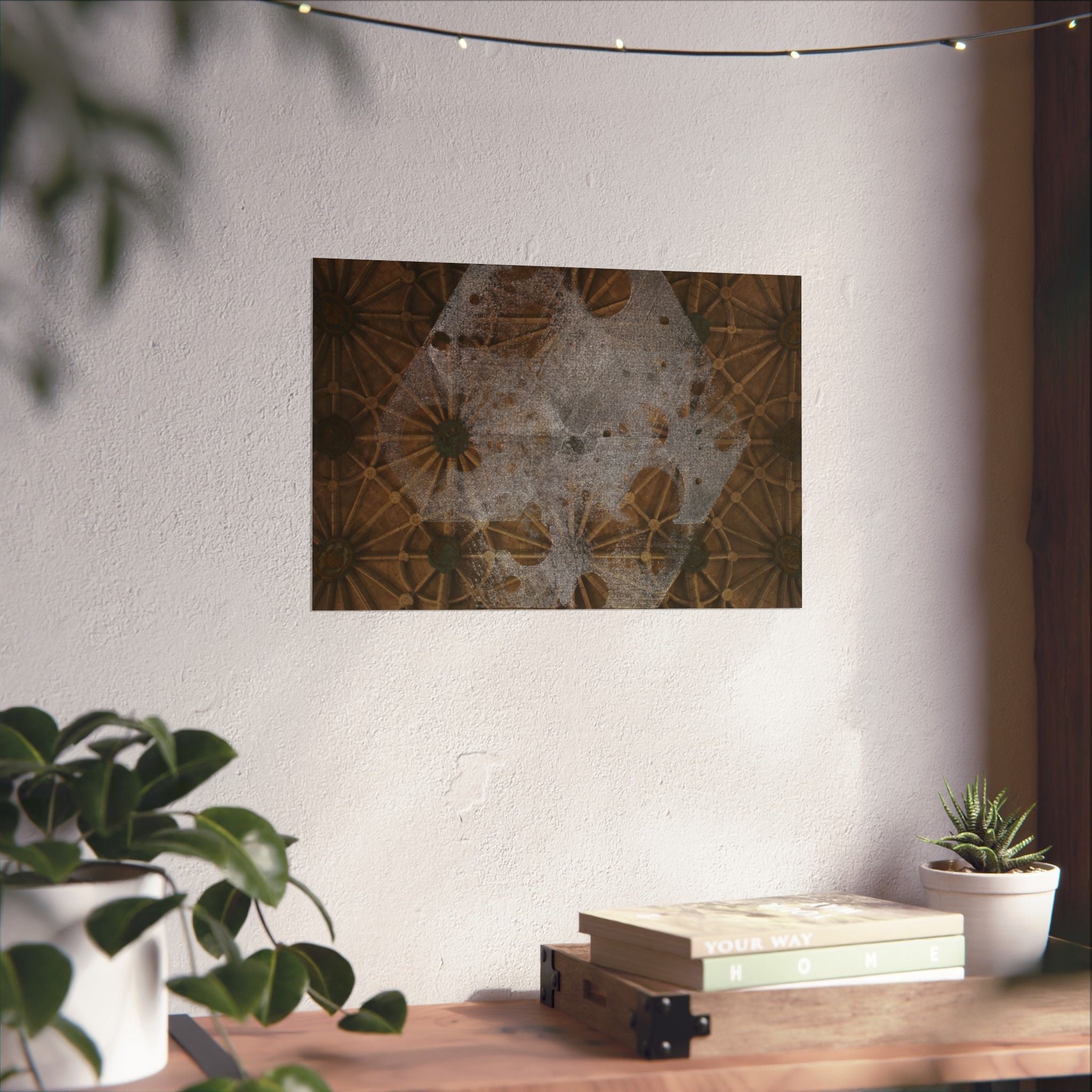 Matte horizontale poster — Kunstprint van een gotisch plafond 