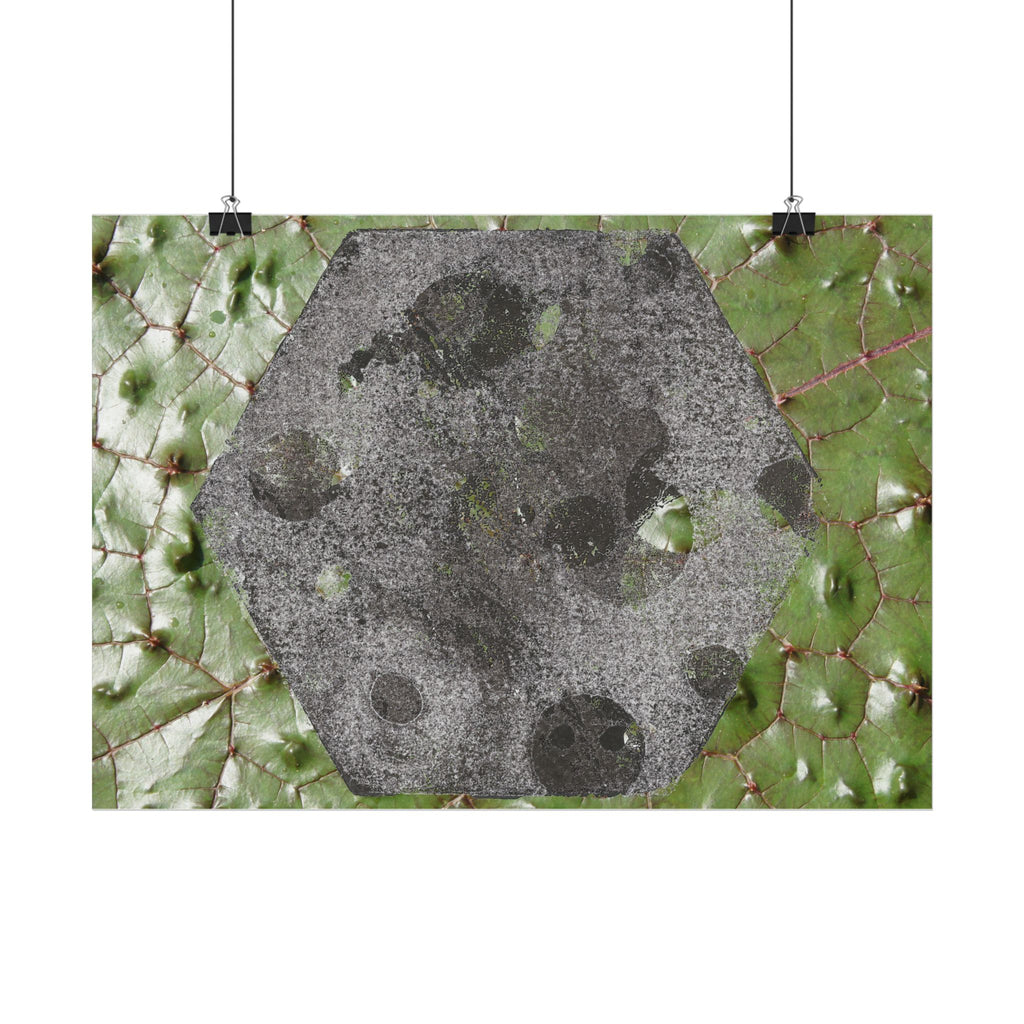 Botanical Hex Abstract Poster — Green Leaf Texture Horizontal Wall Art