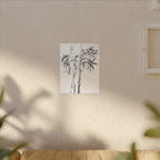 Bamboe-inktschilderij, matte canvasprint — Minimalistische Aziatische muurdecoratie 