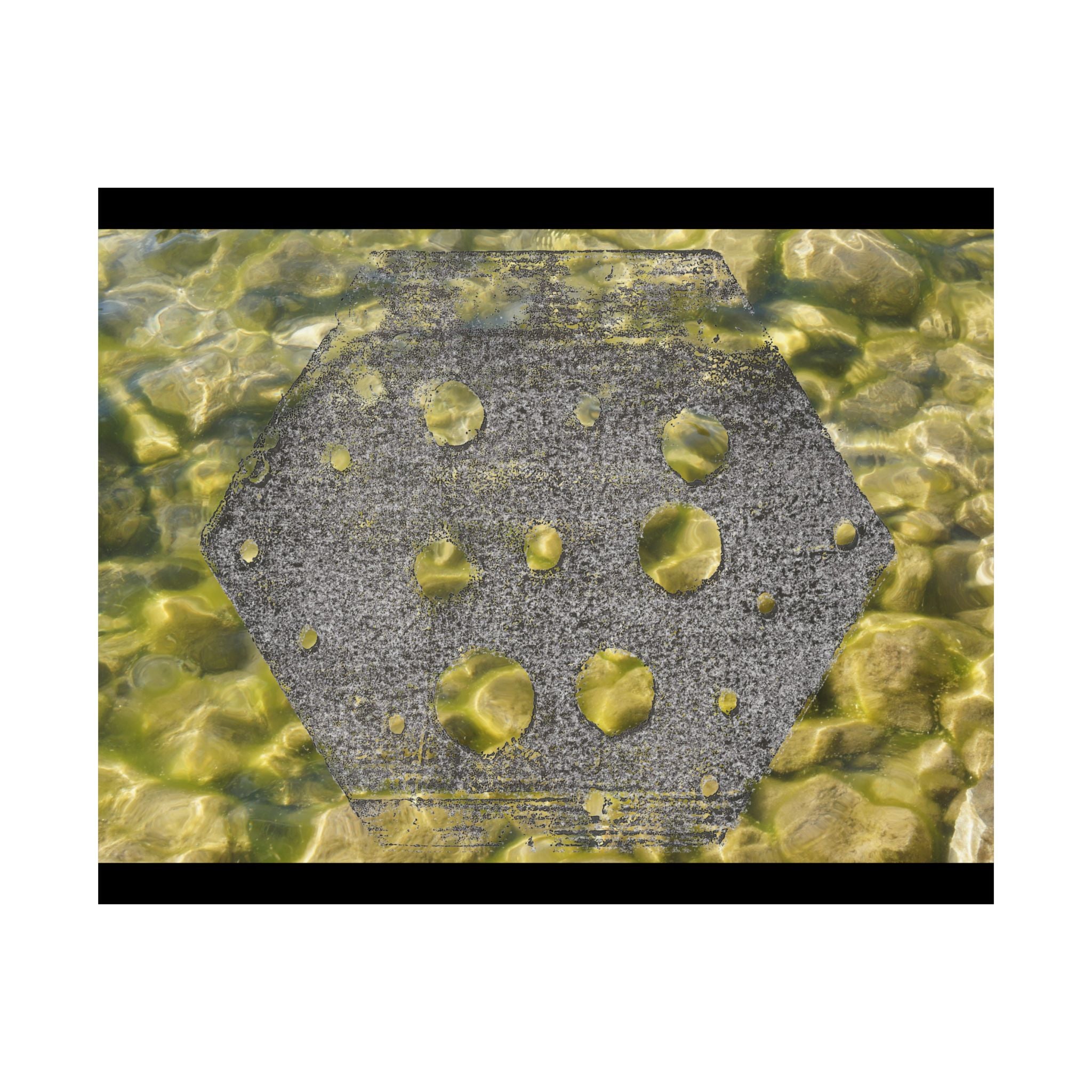 Abstracte geode matte horizontale poster — Gele kristaltextuur wanddecoratie 