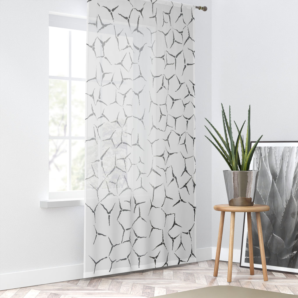 Cracked Geometric Sheer Curtain — Modern Minimalist Window Panel