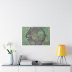 Geometric Hexagon Moon Art Matte Horizontal Poster | Green Abstract Celestial Print