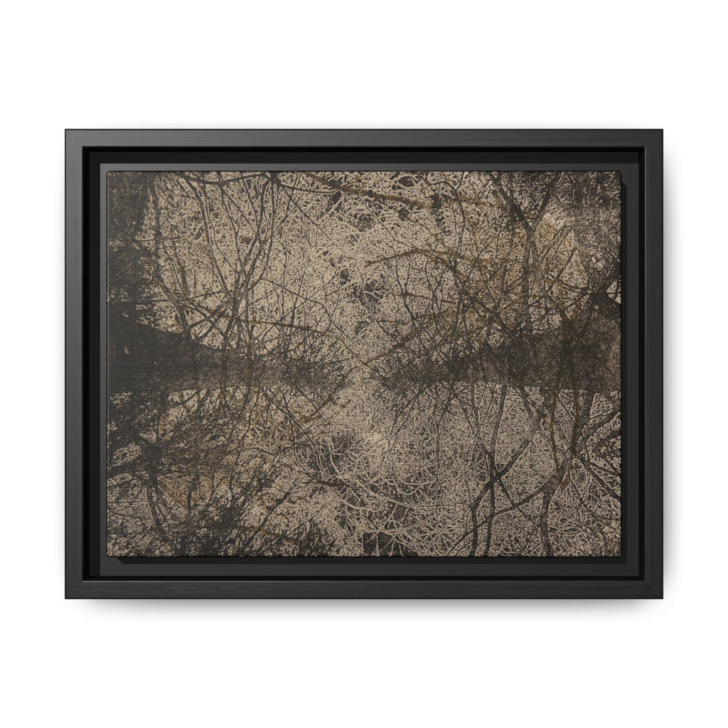 Framed Matte Canvas Art, no 12 — Twin Tree Wood-Carving Reproduction (Black & Sunbleached)