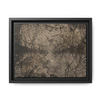 Framed Matte Canvas Art, no 12 — Twin Tree Wood-Carving Reproduction (Black & Sunbleached)