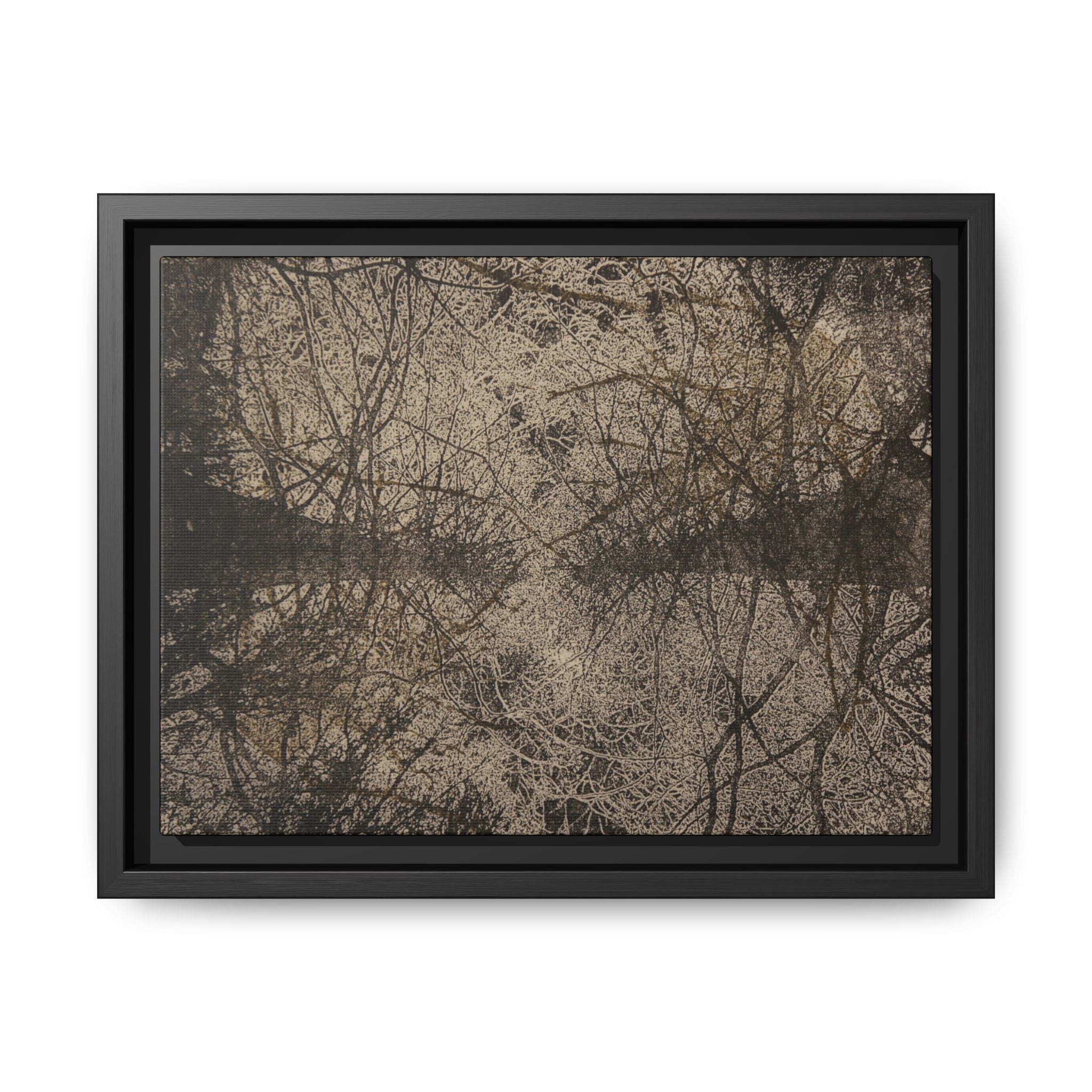 Framed Matte Canvas Art, no 12 — Twin Tree Wood-Carving Reproduction (Black & Sunbleached)