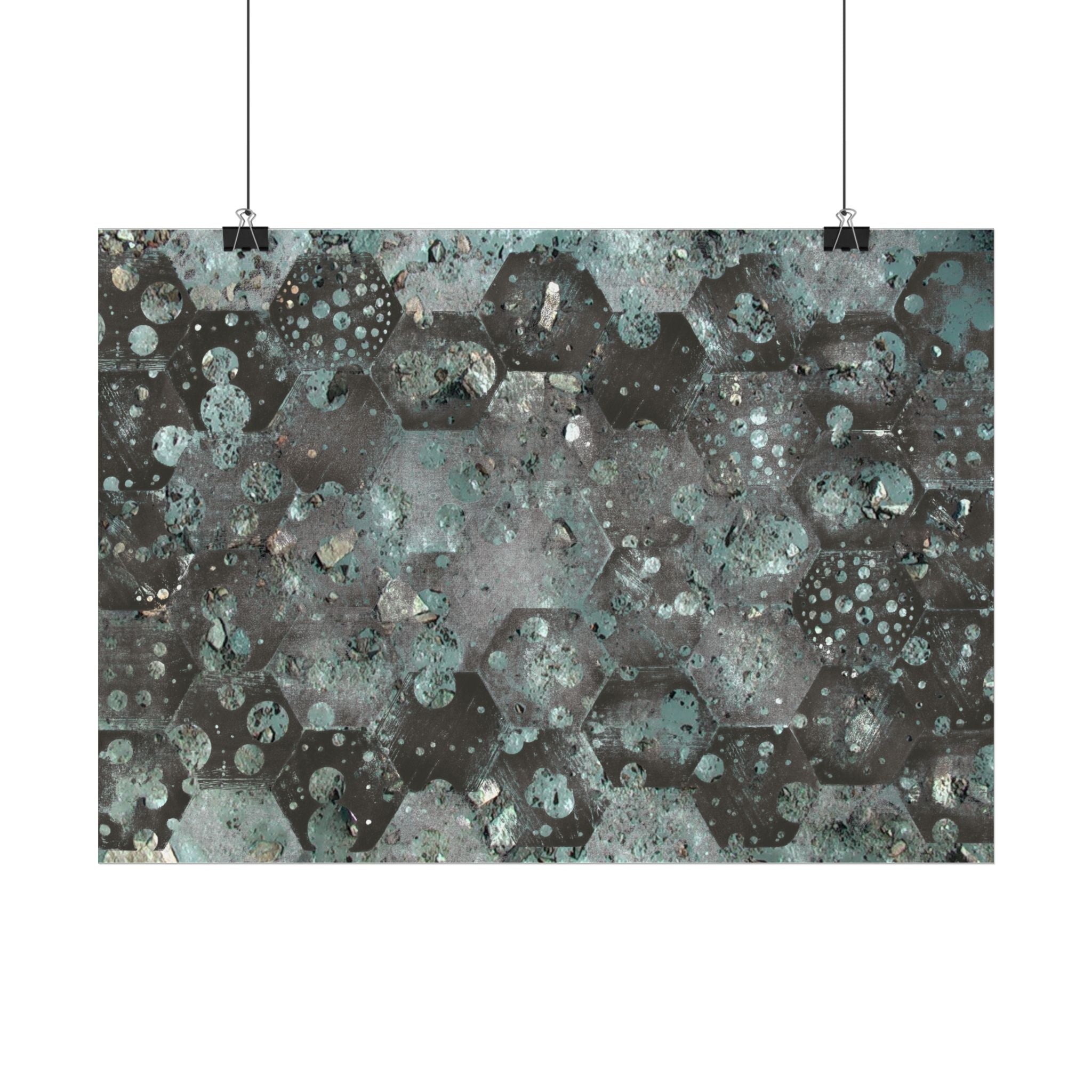 Abstract Hexagon Aqua Poster