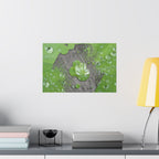 Dewy Leaf Macro Matte Horizontal Posters | Nature Water Droplet Wall Art