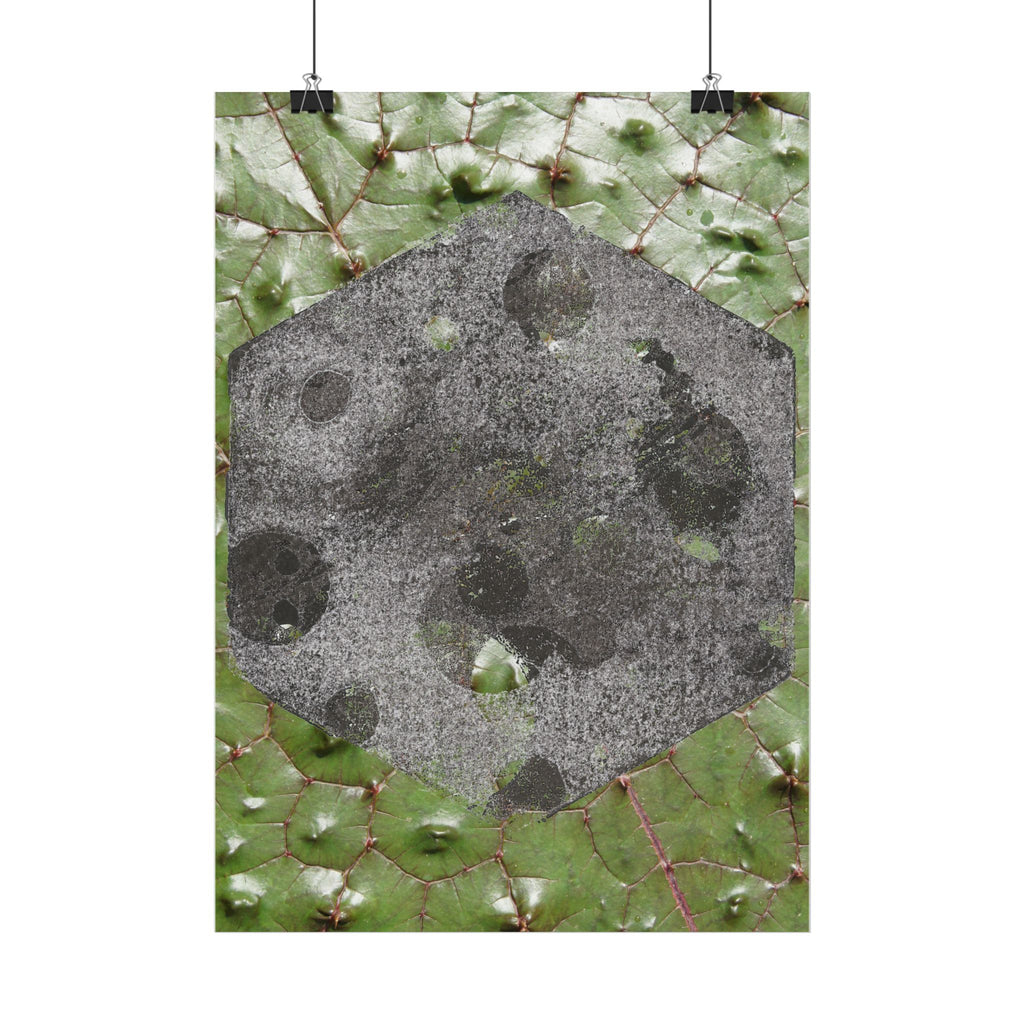 Botanische Maan Hex Poster — Verticale Natuur Kunstprint 