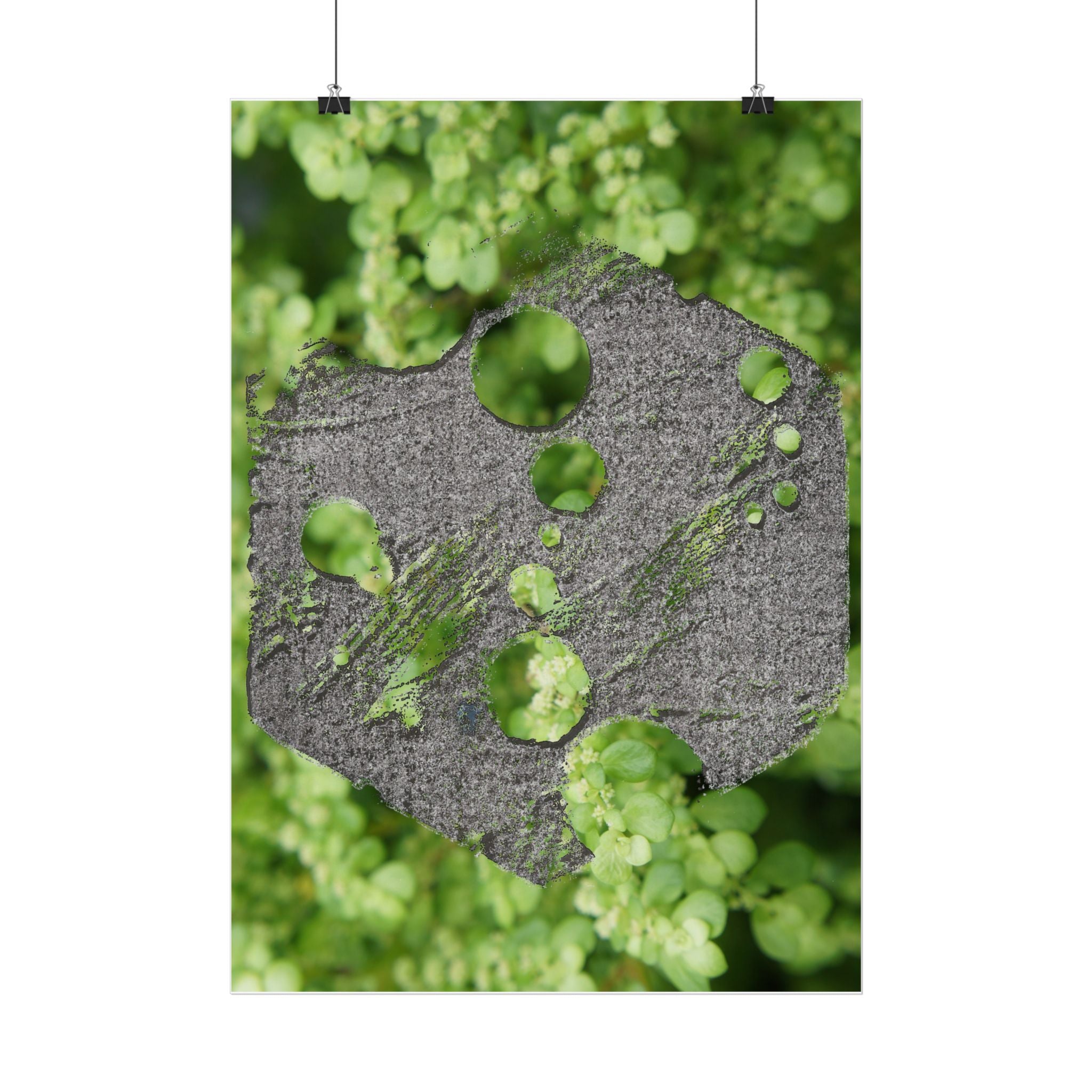 Abstract Moss Heart Poster — Botanical Green Wall Art