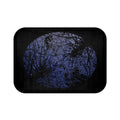 Dark Blue Moon Silhouette Bath Mat — Night Forest Foot Rug