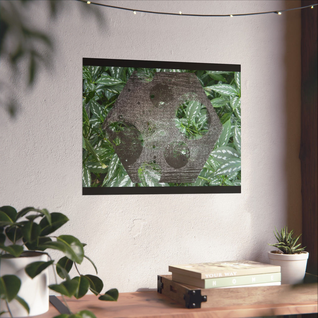 Botanical Hexagon Print Poster — Green Leaf Matte Horizontal Wall Art